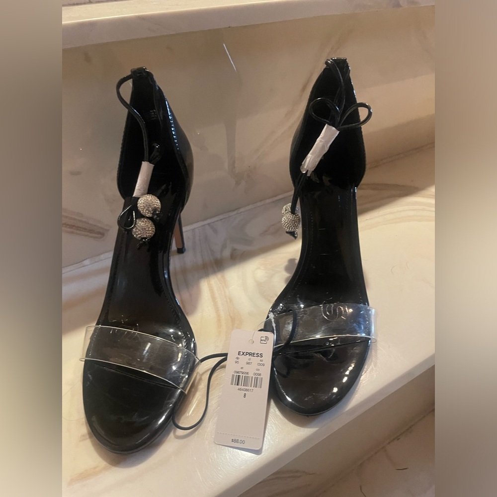 BRAND NEW! Express Black, Rhinestone Embellished Heels